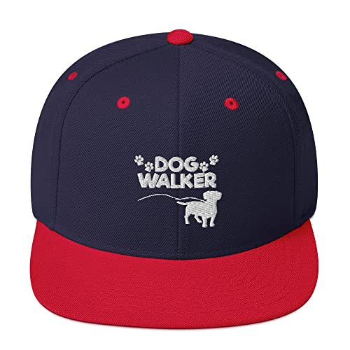 Teegarb Snapback Hat Dog Walker Doggie Walking Work Lover Pet, Marineblau/Rot, EinheitsgröÃŸe von Teegarb