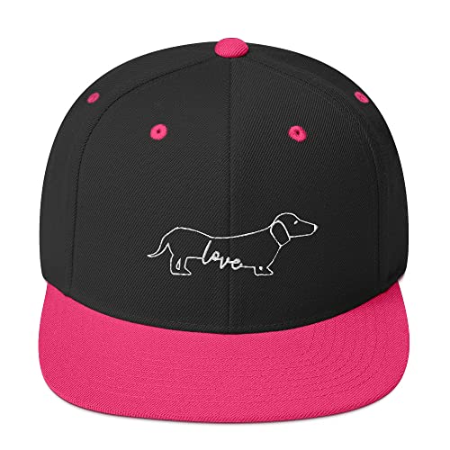 Teegarb Snapback Hut Dackel Hund Wiener Mom Sketch Hotdog Hunde Pelz Haustier Liebhaber, Schwarz/Neon-Pink, EinheitsgröÃŸe von Teegarb