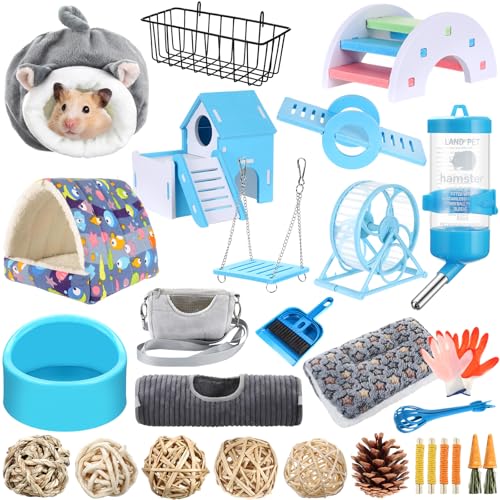 Teenyyou Meerschweinchen-Starter-Set für den Innenbereich, inklusive Meerschweinchenhaus, Bettkäfigreiniger, Futternapf, Wasserhalter, Tragetasche, Zahnspielzeug, Einsatz, Tunnel, Handschuhe, von Teenyyou