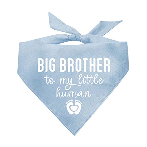 Bandana mit Aufschrift "Big Brother to My Little Human Dog", 100 % Baumwolle, verstellbares Dreieck, hergestellt in den USA, Schwangerschaftsankündigung, Fotoshooting-Requisite, von Tees & Tails