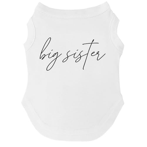 Big Sister Boho Gender Reveal/Baby Ankündigung Hunde-T-Shirt Größen für Welpen, Spielzeug und große Rassen, Weiß, Größe XS 773 von Tees & Tails