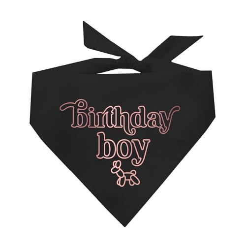 Birthday Boy Hundehalstuch mit Luftballon-Aufdruck (Schwarz, OS Rose Foil 18) von Tees & Tails