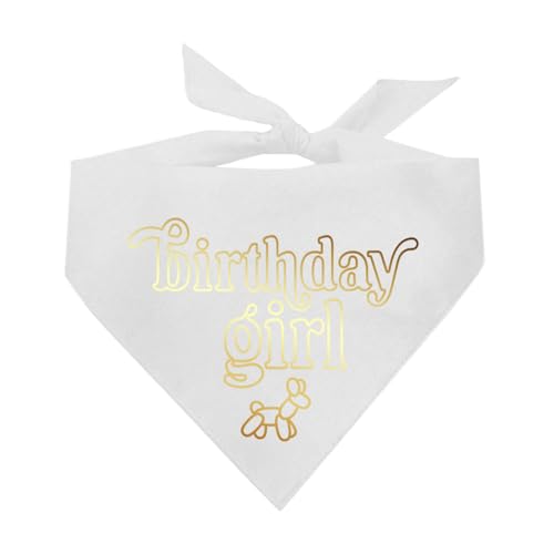 Birthday Girl Hundehalstuch mit Luftballon-Aufdruck (Weiß, OS Goldfolie 17) von Tees & Tails