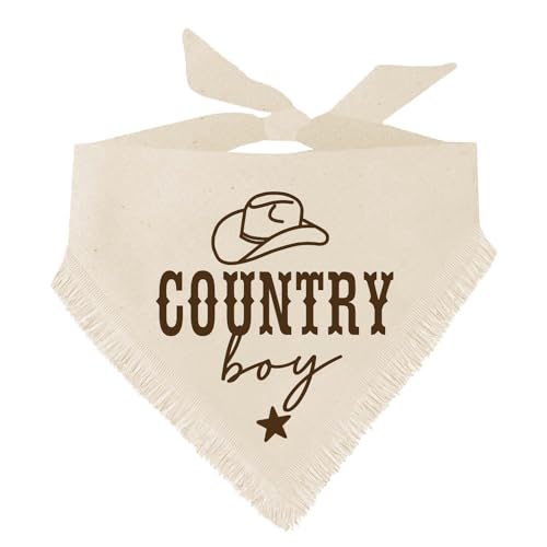 Country Boy Hundehalstuch mit Fransen, Naturfarben, OS 1126 Trim 1 von Tees & Tails