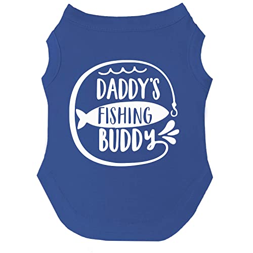 Daddy's Fishing Buddy T-Shirt für Vatertag, Größen für Welpen, Spielzeug und große Rassen (Königsblau, 3XL 236) von Tees & Tails