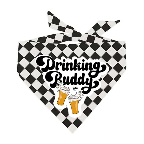 Drinking Buddy Brewery Lustiges Hundehalstuch, kariert, OS 2 FC von Tees & Tails