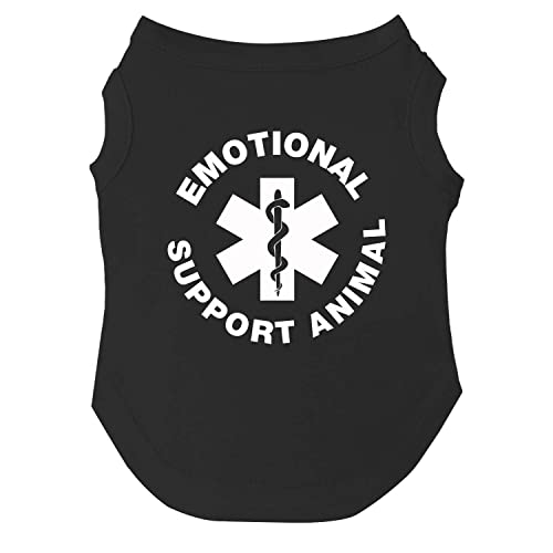 Emotional Support Animal (ESA) Hunde-T-Shirt, Größen für Welpen, Spielzeug und große Rassen (schwarz) von Tees & Tails