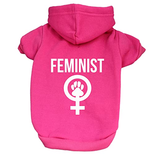 Feministischer Hunde-Kapuzenpullover (Hot Pink), Knallpink (Hot Pink), Large von Tees & Tails