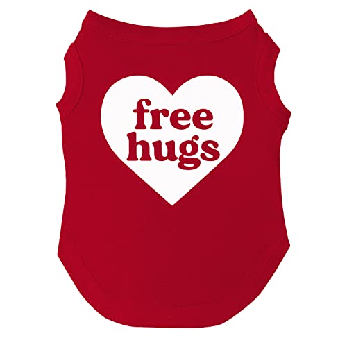 Free Hugs Heart LGBT Pride Month Hunde-T-Shirt, Größen für Welpen, Spielzeug und große Rassen (rot, L 726) von Tees & Tails