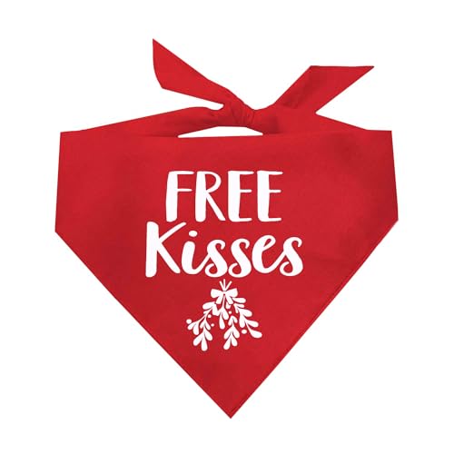 Free Kisses Mistelzweig Merry Christmas Hundehalstuch, verschiedene Farben von Tees & Tails