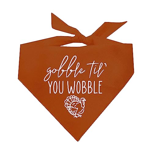 Gobble Til You Wobble Thanksgiving Hundehalstuch (Dunkelorange, OS 342) von Tees & Tails