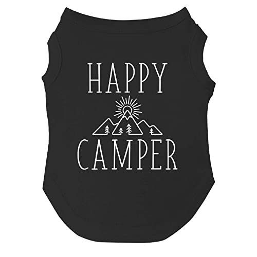 Happy Camper Hunde-T-Shirt, Größen für Welpen, Spielzeug und große Rassen (Schwarz, 4X-Large 278) von Tees & Tails