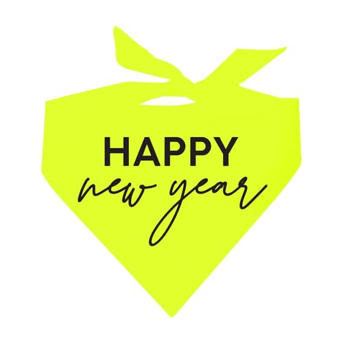 Happy New Year 2025 Neon Dog Bandana (Neonyellow, OS 965) von Tees & Tails