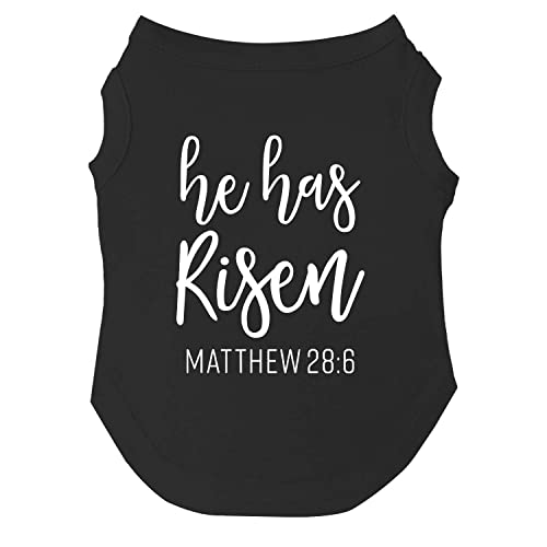 He Has Risen Hunde-T-Shirt, Größen für Welpen, Spielzeug und große Rassen (schwarz, 5XL 1005) von Tees & Tails