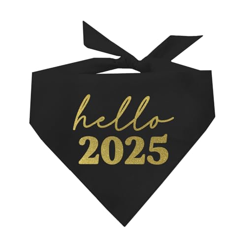 Hello 2025 New Year Hundehalstuch, Schwarz, OS 1169 von Tees & Tails