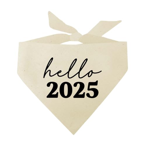 Hello 2025 New Year Hundehalstuch (Natur, OS 1170) von Tees & Tails