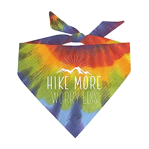 Hike More Worry Less Sunset Rainbow Tie Dye Hundehalstuch, dreieckig von Tees & Tails