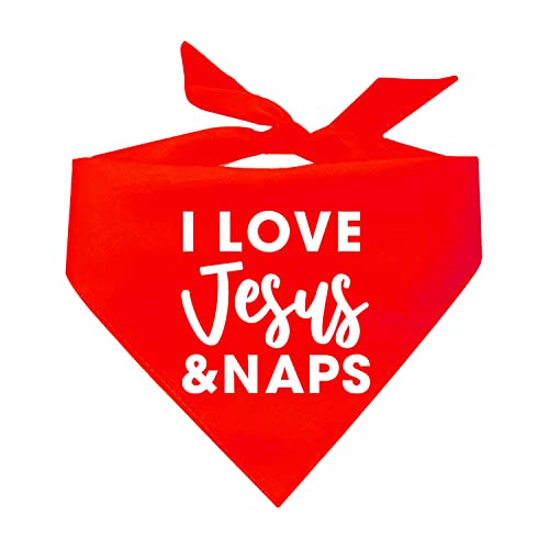 Hundehalstuch, mit Aufschrift "I Love Jesus and Naps", verschiedene Farben von Tees & Tails