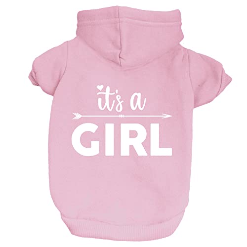 It's A Girl Arrow Hunde-Kapuzenpullover, Fleece-gefüttert, Sweatshirt mit Loch für die Leine (Babyrosa, Größe 3XL 423) von Tees & Tails