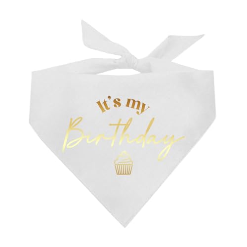 It's My Birthday Hundehalstuch, metallisch bedruckt, Weiß, OS Goldfolie 12 von Tees & Tails