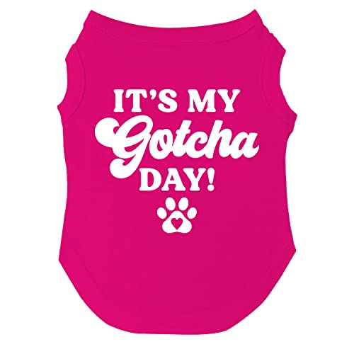 It's My Gotcha Day Hunde-T-Shirt, Größen für Welpen, Spielzeug und große Rassen (verschiedene Farben) (Hot Pink, 5X-Large) von Tees & Tails