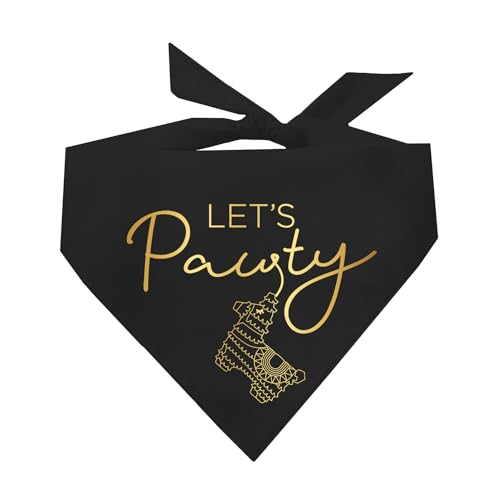 Let's Pawty! Hundehalstuch für Partys, metallisch bedruckt, Schwarz, OS Goldfolie 13 von Tees & Tails