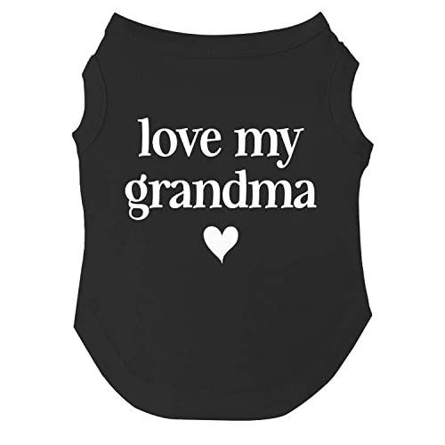 Love My Grandma Muttertags-Hunde-T-Shirt, Größen für Welpen, Spielzeug und große Rassen (Schwarz, XL 399) von Tees & Tails