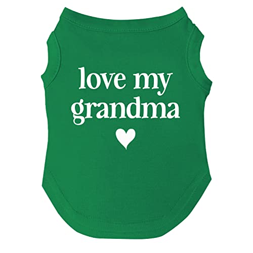 Love My Grandma Valentinstags-Hunde-T-Shirt, Größen für Welpen, Spielzeug und große Rassen, Grün, Größe L 399 von Tees & Tails
