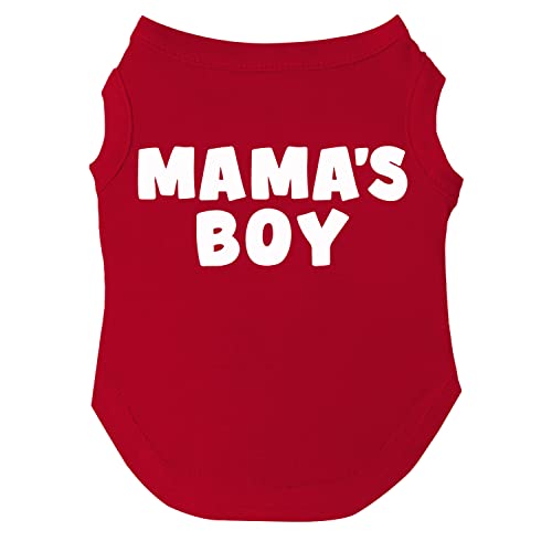 Mama's Boy Muttertag, Valentinstag Hunde-T-Shirt Größen für Welpen, Spielzeug und große Rassen (Rot, 2X-Large 944) von Tees & Tails