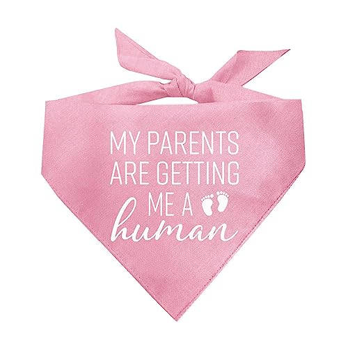 My Parents are Getting Me A Human Gender Reveal Baby Ankündigung Hundehalstuch (Baby Pink oder Babyblau) von Tees & Tails