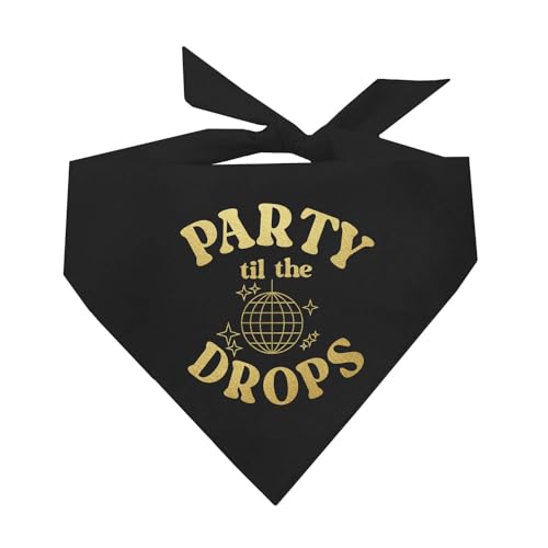 Party Til The Ball Drops Hundehalstuch, Neujahrsmotiv (Gold auf Schwarz) Happy New Year 2023 von Tees & Tails