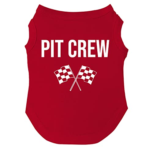 Pit Crew Hunde-T-Shirt, Größen für Welpen, Spielzeug und große Rassen, Rot, Größe S 49 von Tees & Tails