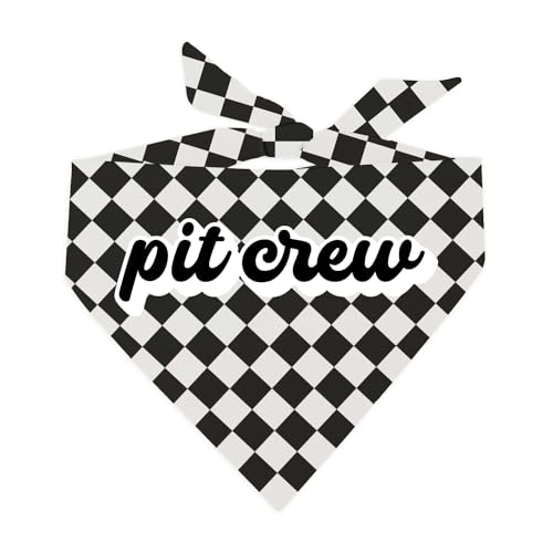 Pit Crew Hundehalstuch mit Rennwagen-Motiv, kariert, OS 1131 von Tees & Tails