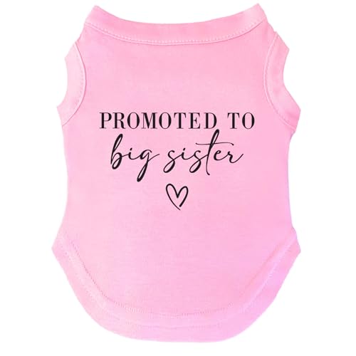 Promoted to Big Sister Boho Gender Reveal/Baby-Ankündigung, Hunde-T-Shirt, Größen für Welpen, Spielzeug und große Rassen, Babyrosa, Größe XXL (692) von Tees & Tails