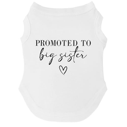 Promoted to Big Sister Boho Gender Reveal/Baby-Ankündigung, Hunde-T-Shirt, Größen für Welpen, Spielzeug und große Rassen, Weiß, Größe XS 692 von Tees & Tails