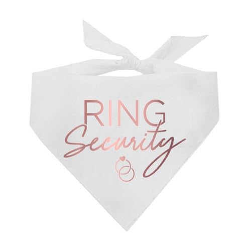 Ring Security Hundehalstuch für Hochzeit, Verlobung, metallisch bedruckt, Weiß, OS Rose Folie 2 von Tees & Tails