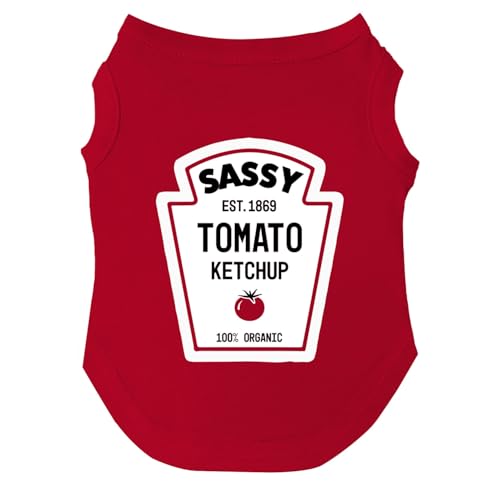 Sassy Ketchup-Flasche, Halloween-Kostüm, Hunde-T-Shirt, Größen für Welpen, Spielzeug und große Rassen, Rot, Größe XS 1156 von Tees & Tails