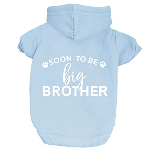 Soon to Be Big Brother Hunde-Kapuzenpullover, Fleece-gefüttert, Sweatshirt mit Loch für die Leine (Babyblau, Größe M 52) von Tees & Tails