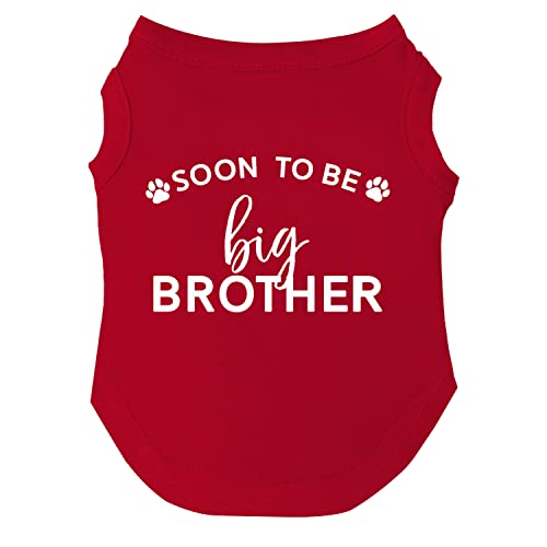 Soon to Be Big Brother Hunde-T-Shirt, Größen für Welpen, Spielzeug und große Rassen (Rot, Größe M 52) von Tees & Tails