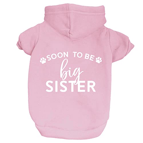 Soon to Be Big Sister Hunde-Kapuzenpullover mit Fleece-Gefüttert Pullover Sweatshirt mit Loch für die Leine (Babyrosa, 5XL 56) von Tees & Tails