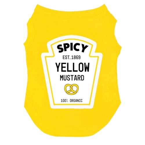 Spicy Yellow Mustard Halloween-Kostüm, Hunde-T-Shirt, Größen für Welpen, Spielzeug und große Rassen, Gelb, Größe 5XL (1161) von Tees & Tails