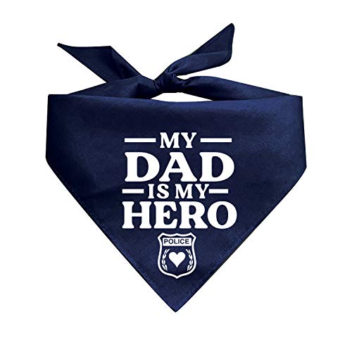 Tees & Tails Dreieckiges Hundehalstuch mit Aufschrift "My Dad is My Police Hero", verschiedene Farben von Tees & Tails