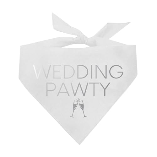 Wedding Pawty Hundehalstuch, metallisch bedruckt, Weiß, Silberfolie 3 von Tees & Tails