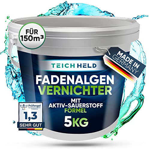 TeichHeld Fadenalgenvernichter teich [360° Schutz für Fische] 5kg Extra schnell & effektiv Dank 2in1 Wirkung mit LangzeitEffekt algenmittel algenvernichter algenentferner algen entferner algenstopp von Teich Held