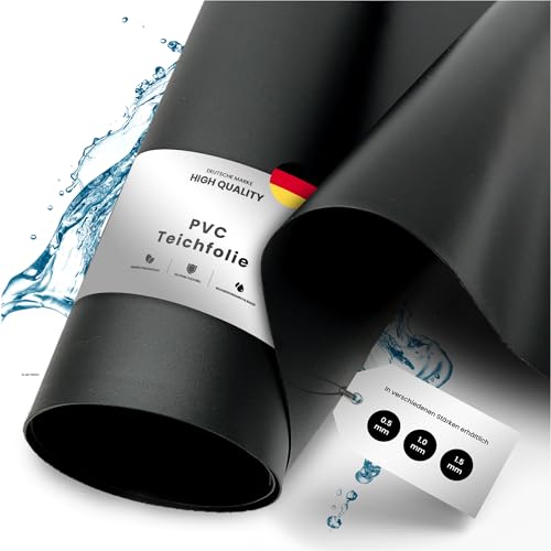 TeichVision - Premium PVC Teichfolie schwarz - Stärke 0,5 mm - 8 m x 19 m/PVC Folie schwarz auch geeignet als Hochbeet Folie wasserdicht von TeichVision