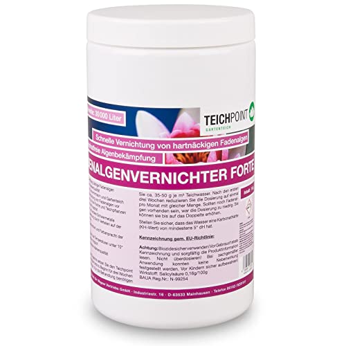 Fadenalgenvernichter Forte, gegen Algenwachstum im Teich, Algemittel Pulver für Koiteich und Gartenteich, phosphatfreier Fadenalgen-Vernichter für algenfreie Teich-Oase (1 kg) von Teichpoint