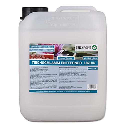 Teichpoint Teichschlamm Entferner Liquid, Koi Teich Teichschlammentferner flüssig, entfernt Ihren Teich Schlamm und Bodenschlamm (5 Liter) von Teichpoint