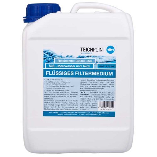 Teichpoint flüssiges Filtermedium 2,5 Liter, für Süß- und Meerwasseraquarien sowie Gartenteiche von Teichpoint