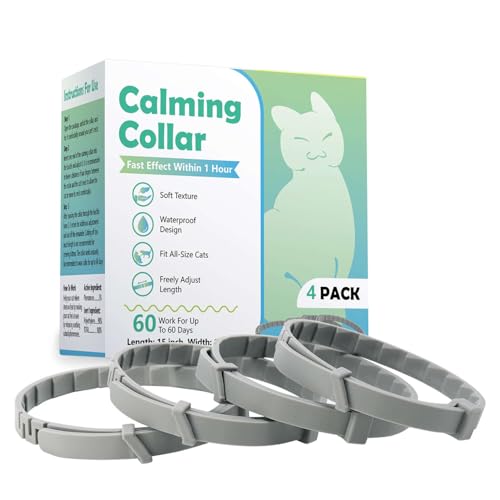 Beruhigendes Halsband für Katzen, 4 Stück, Pheromon, beruhigendes Halsband für Katzen, Angstlinderung und Stress, verstellbar von Tekola