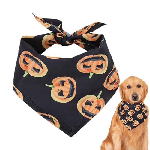 Halloween-Schal für Hunde – waschbarer Halloween-Hundehalswickel, verstellbar, Halloween-Spinnenschädel-Muster, dreieckig, waschbar, für mittelgroße Hunde von Teksome